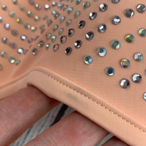 Miss Me sz Large Bikini Top & Bottom Peach Rhinestone Details - Picture 4 of 14